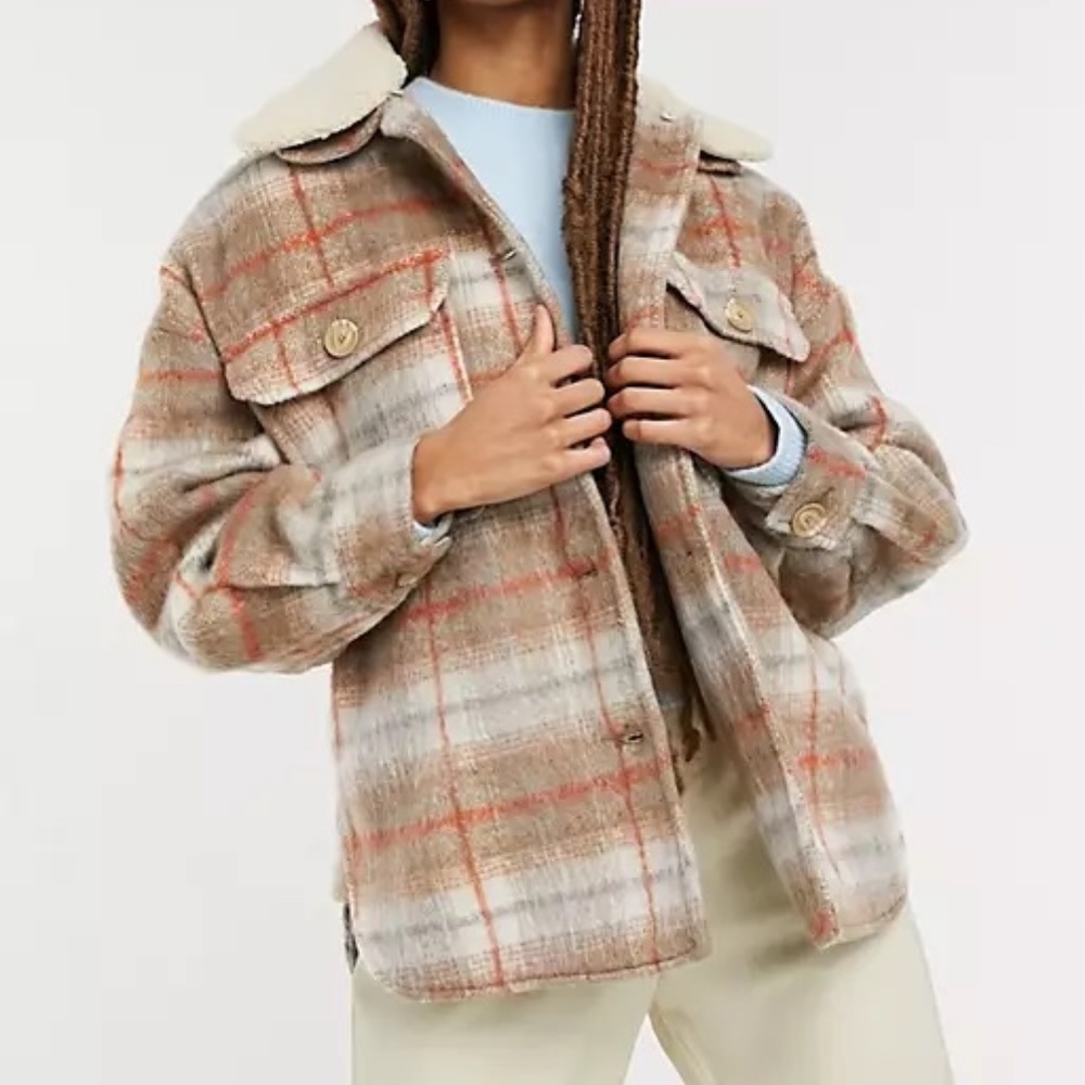 Pull&Bear shacket in brown plaid